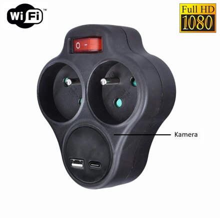 Kamera v rozbočke 230V s USB portom a funkciou WiFi