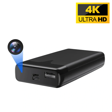 Špionážna UHD 4K WiFi kamera ukrytá v powerbanke