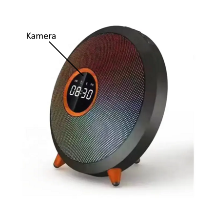 WiFi kamera skrytá v bluetooth reproduktore s budíkom 4K