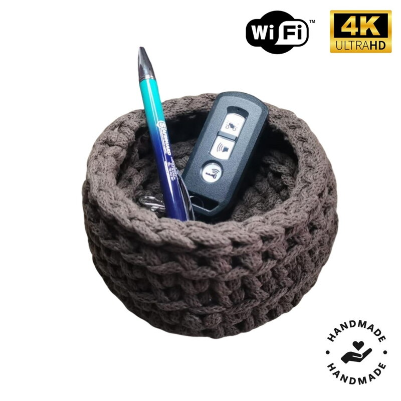 Skrytá 4K WiFi kamera v háčkovanom košíku Skrytá 4K WiFi kamera v háčkovanom košíku