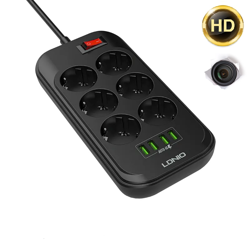 WiFi kamera v predlžovacom kábli 230V s USB portom 4K čierna